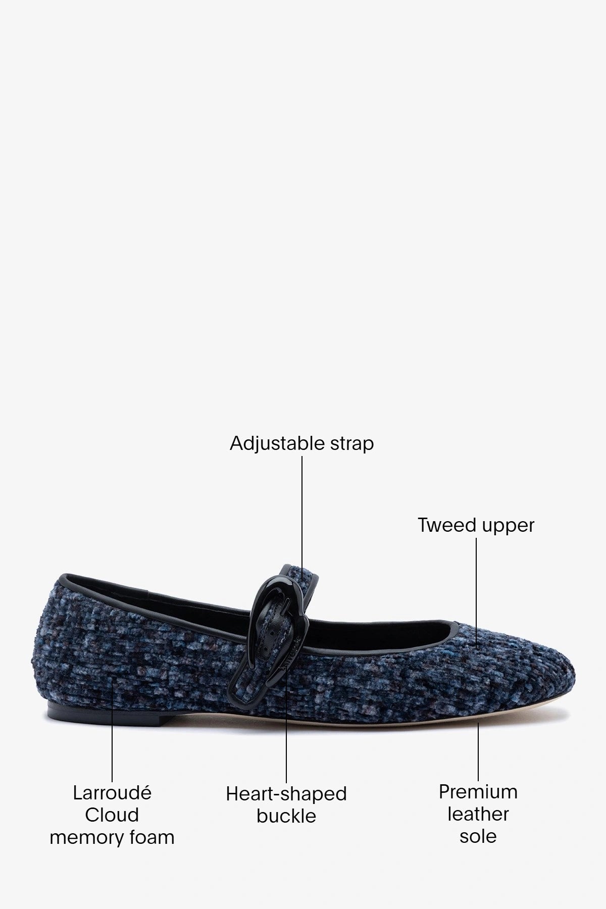 Verona Ballet Flat Midnight Blue Tweed - Larroude