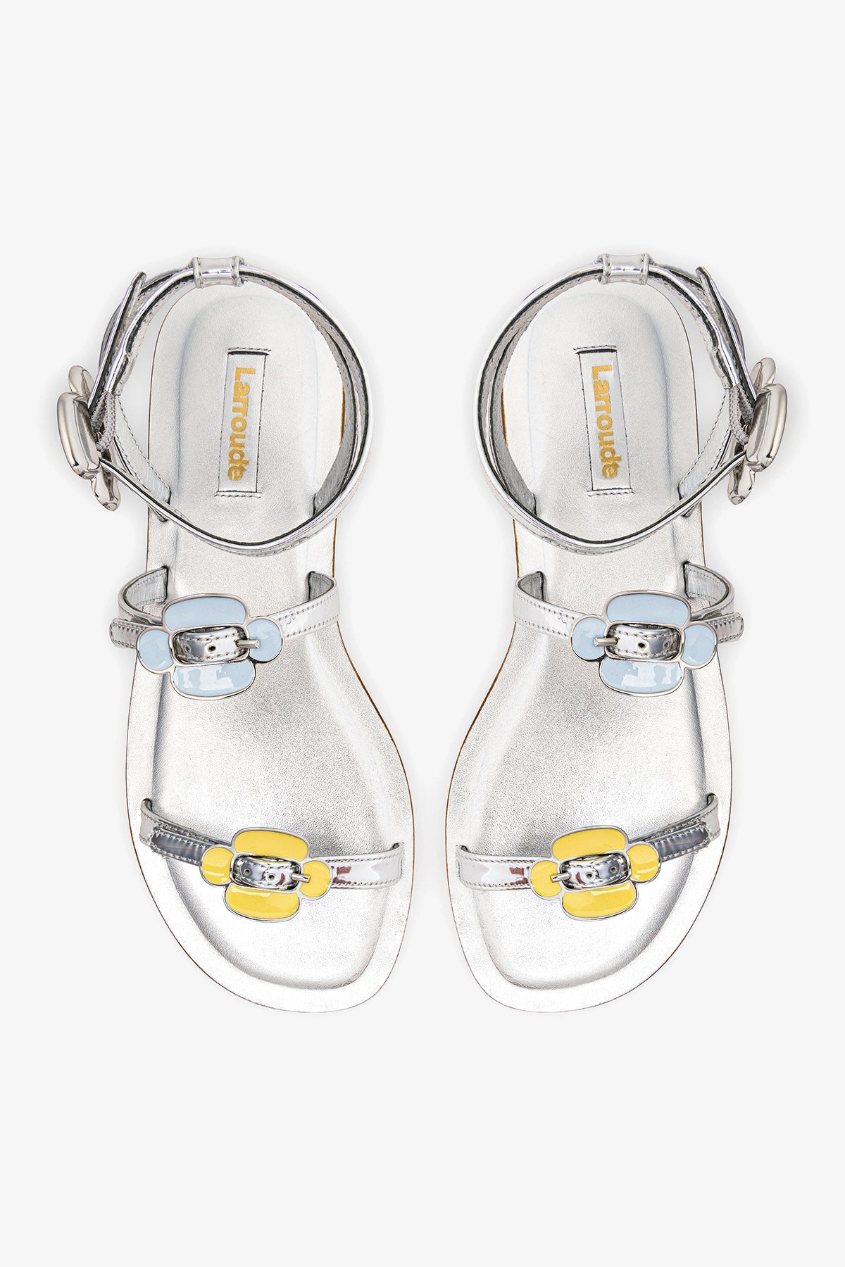 Tinx Flat Sandal In Silver Specchio - Larroude