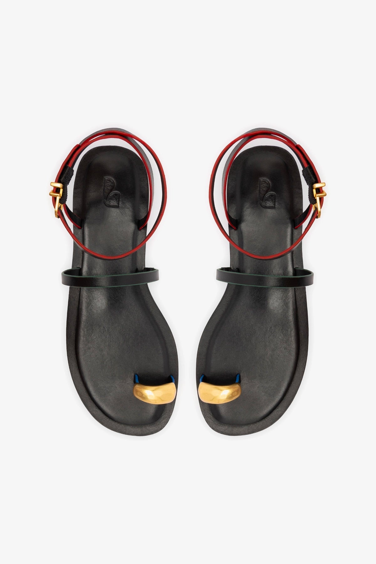 Biarritz Flat Sandal In Black Leather - Larroude