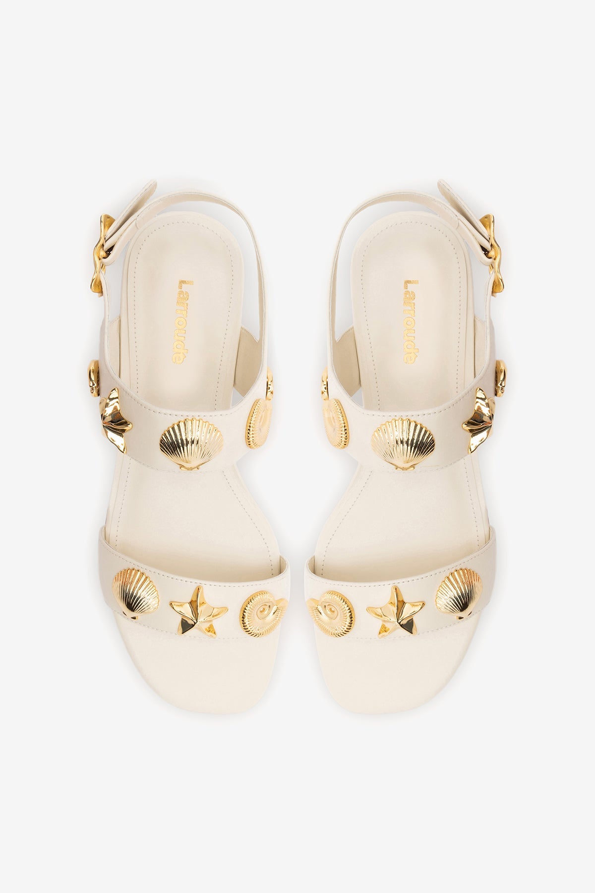 Madison Flat Sandal Ivory Leather - Larroude