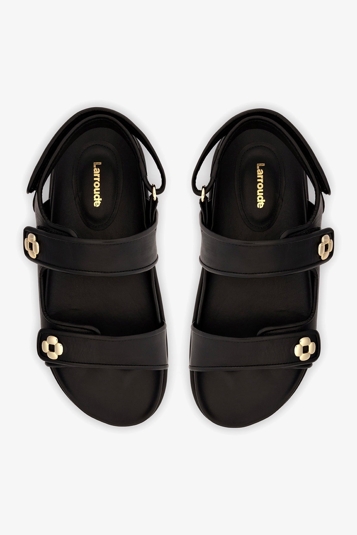 Jetty Sandal In Black Leather - Larroude