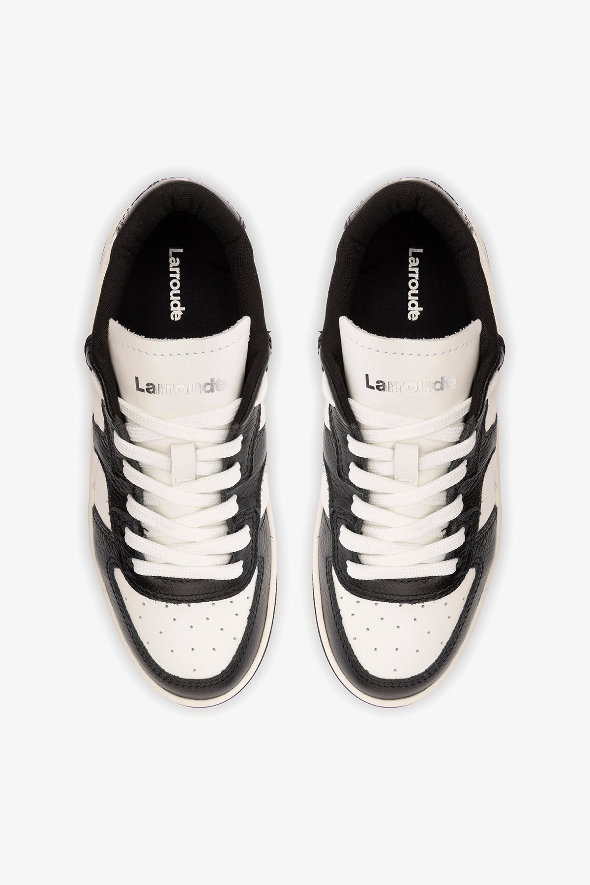 George Sneaker In Black and White Leather - Larroude