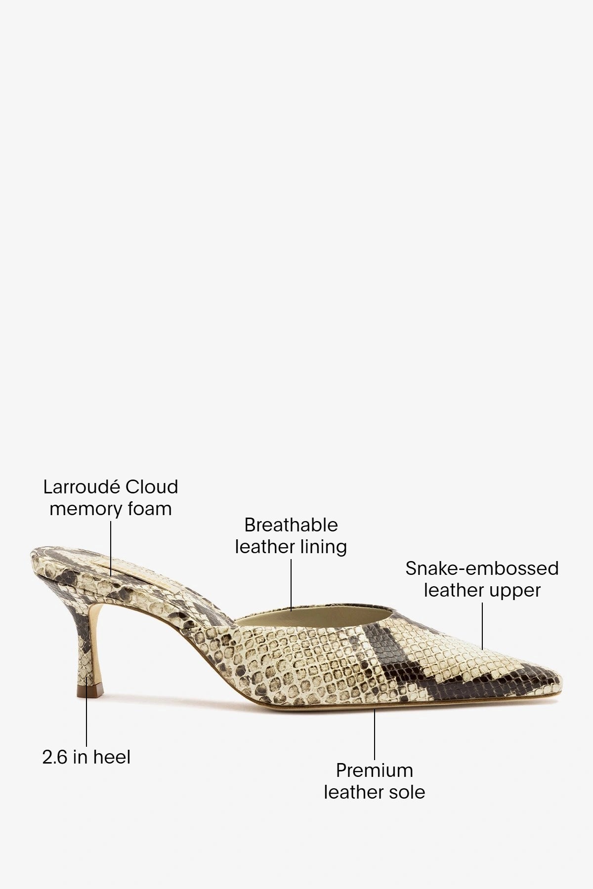 Carine Mule Neutral Snake Leather - Larroude