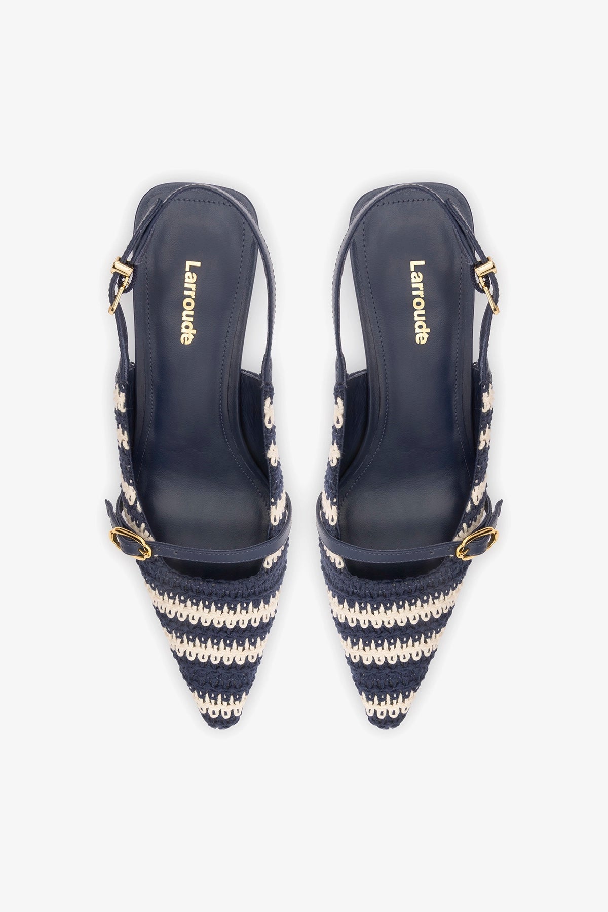 Ines Crochet Pump Striped Navy - Larroude