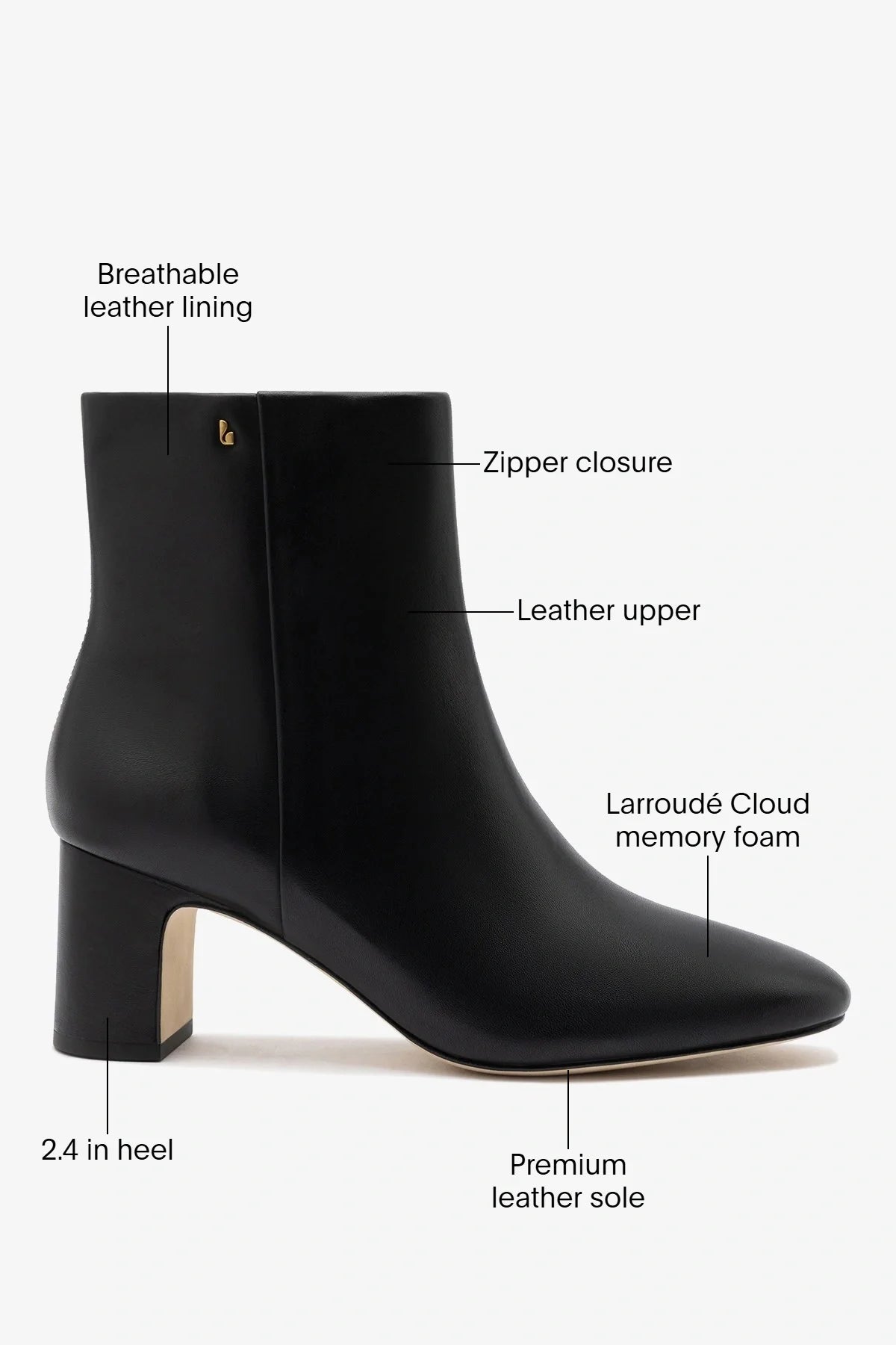 Gloria Boot Black Leather - Larroude