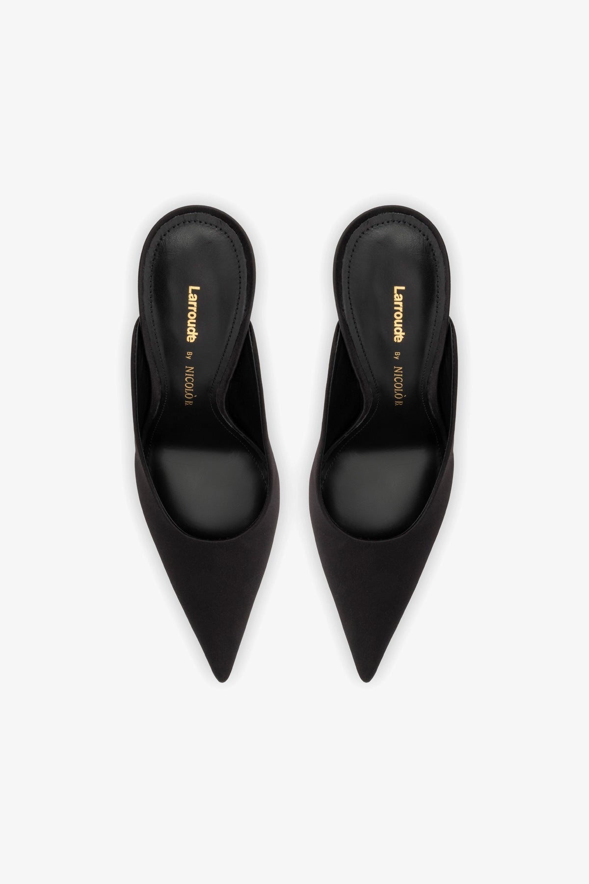 Larroudé by Nicolò B. Inna Mule In Black Satin - Larroude
