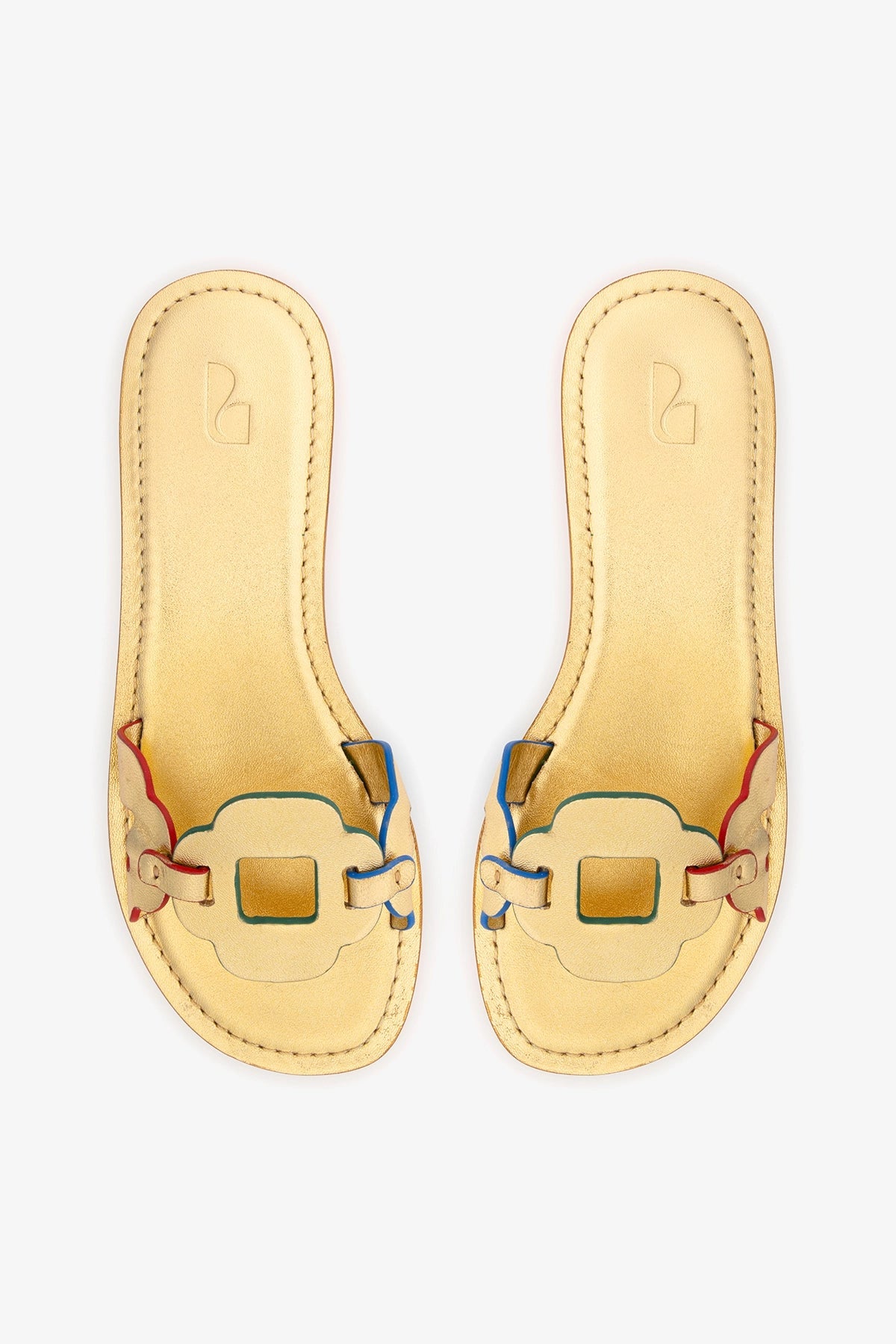 Margherita Slide In Metallic Gold Leather - Larroude