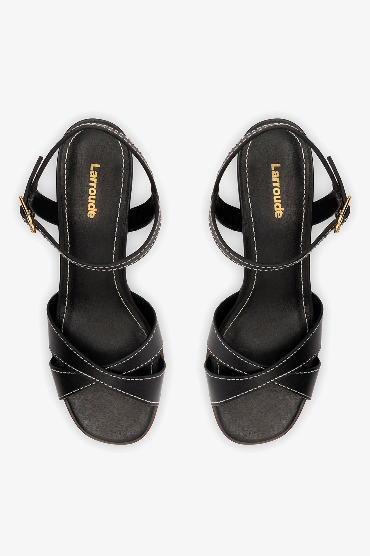 Roma Sandal In Vegetale Black Leather - Larroude