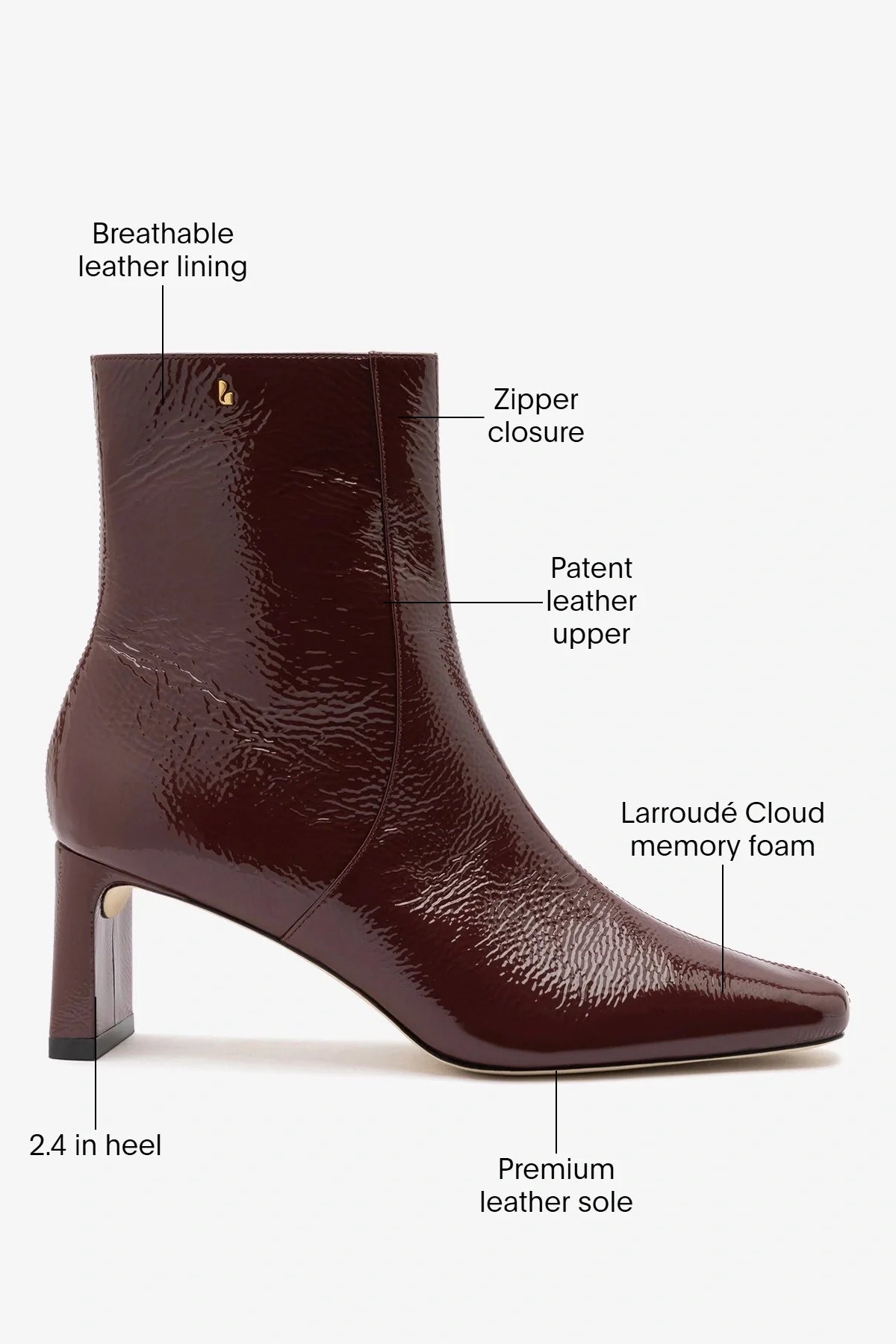 Alexis Boot Burgundy Patent Leather - Larroude