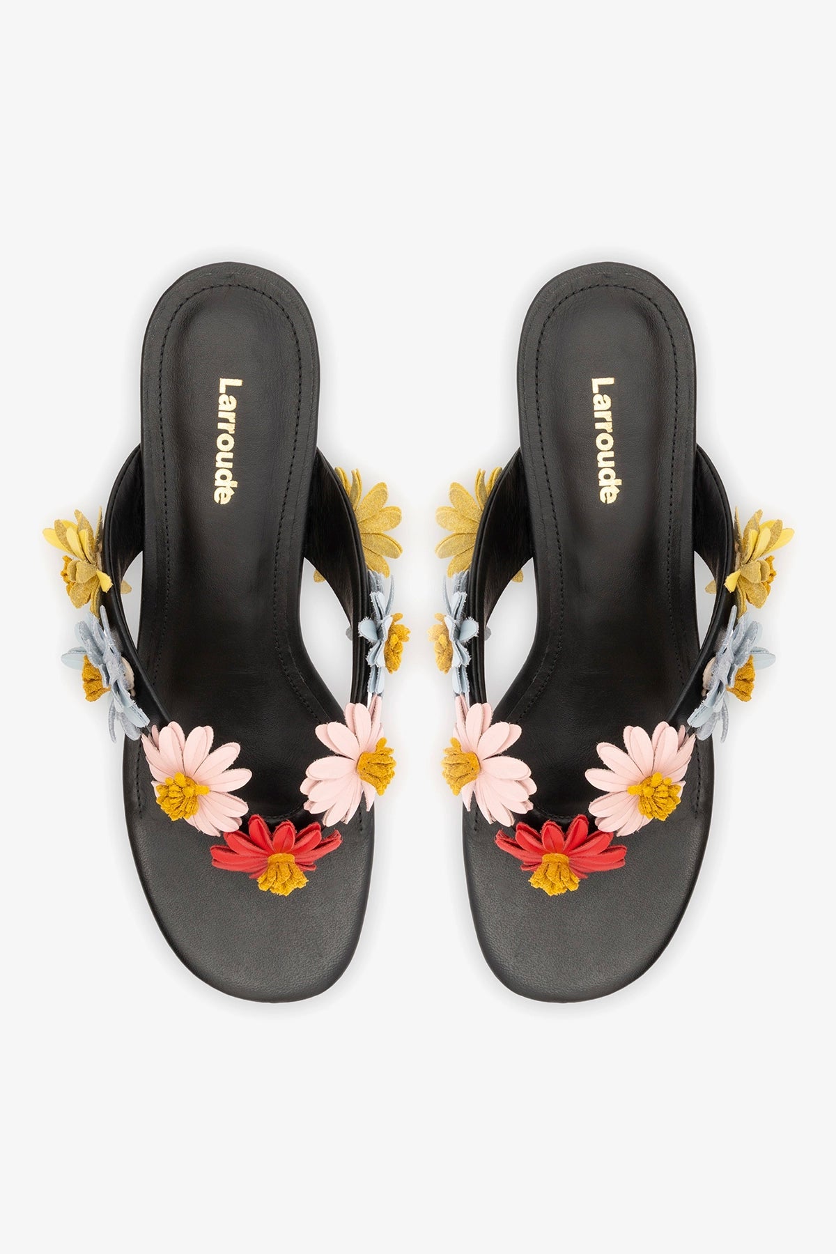 Fiore Thong Sandal Black Leather - Larroude