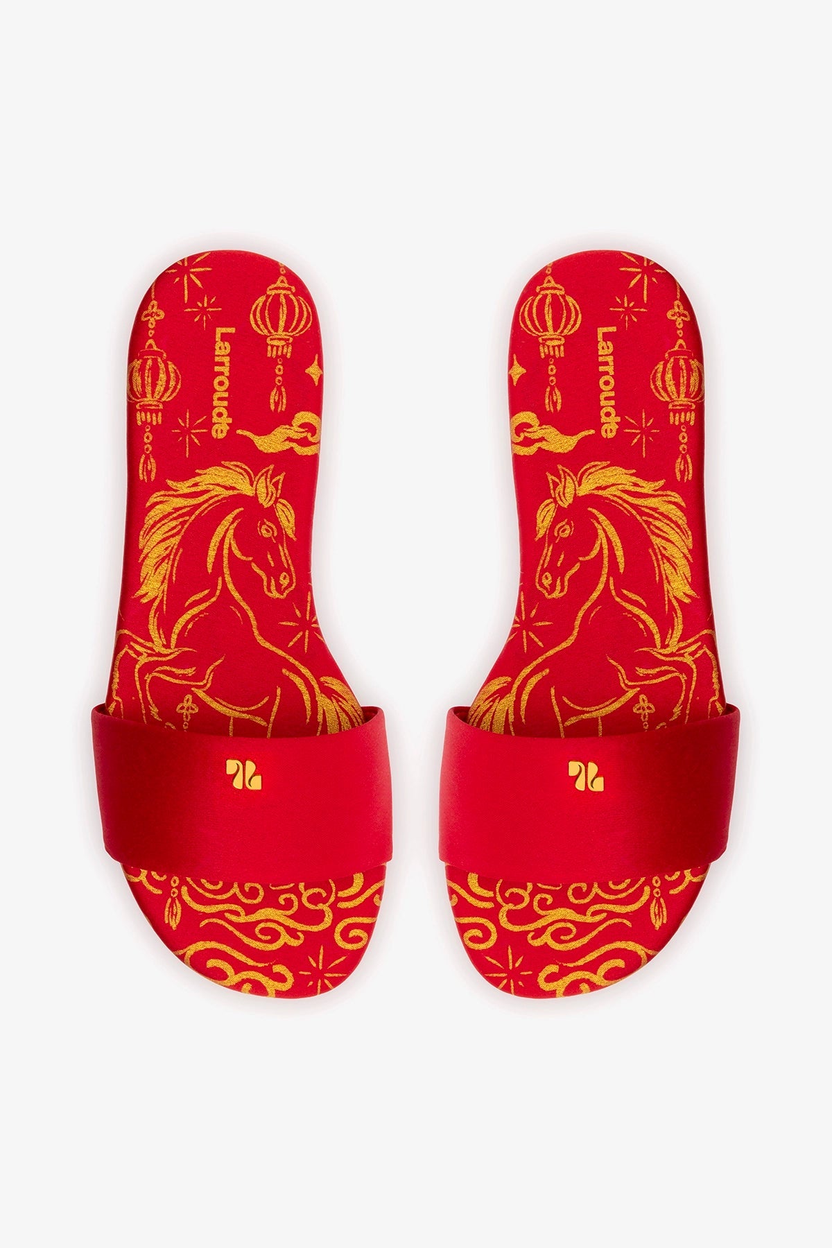 Ivy Flat In Cherry Satin - Larroude