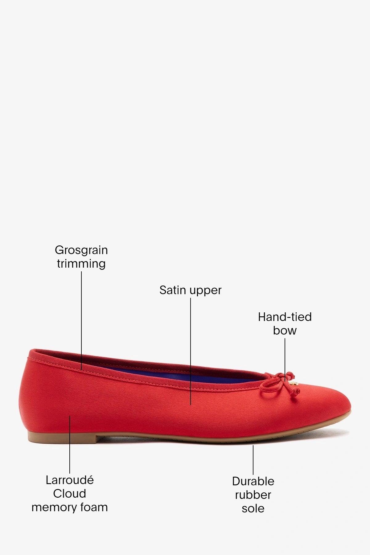 Pavlova Ballet Flat Cherry Satin - Larroude