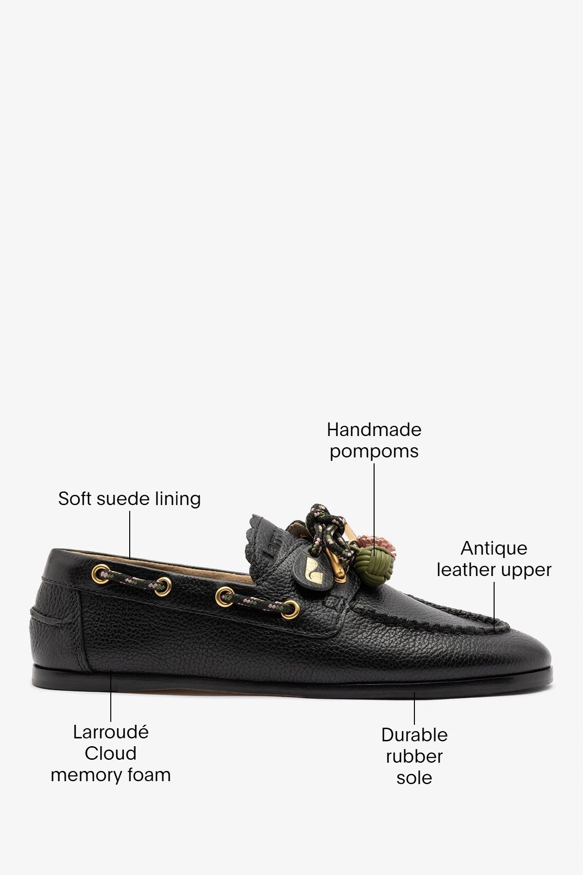 Cyprus Boat Shoe Black Leather - Larroude