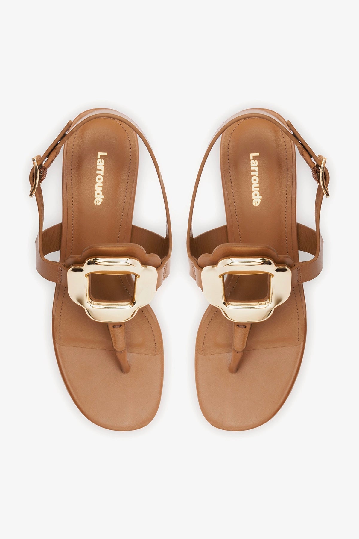 Margherita Block Thong Sandal Caramel Leather - Larroude