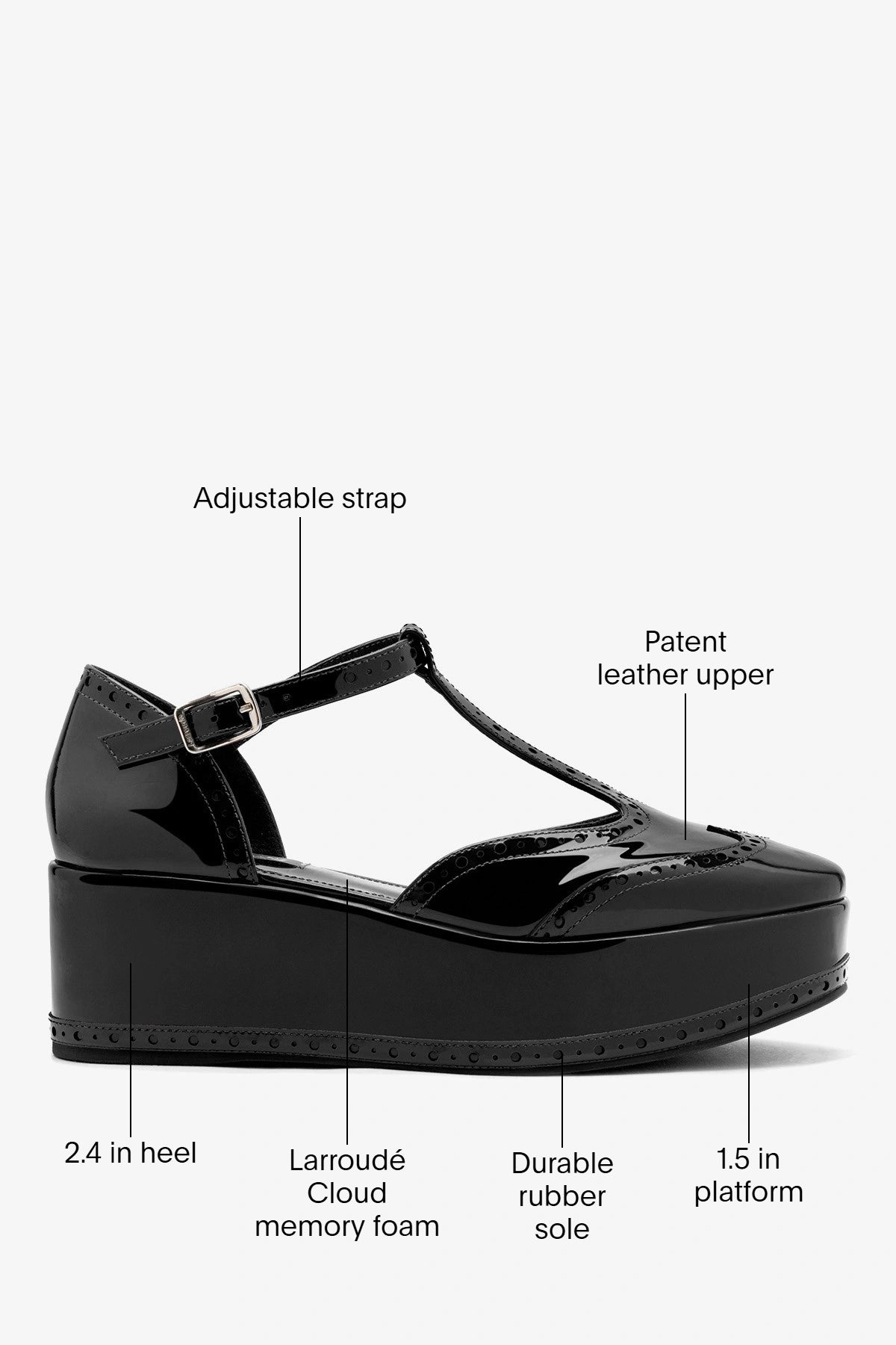Luna Flatform Sandal Black Patent Leather - Larroude