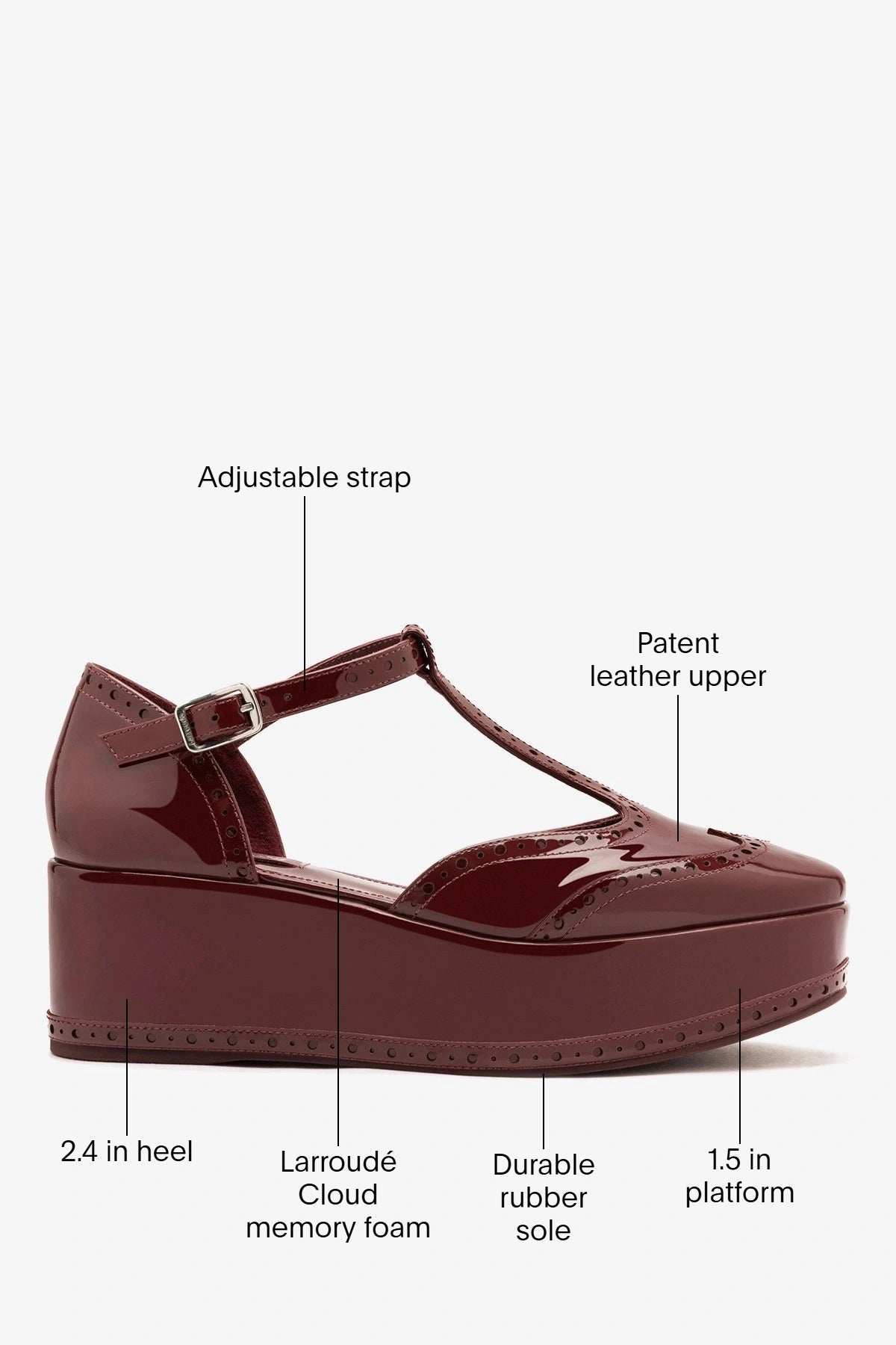 Luna Flatform Sandal Burgundy Patent Leather - Larroude