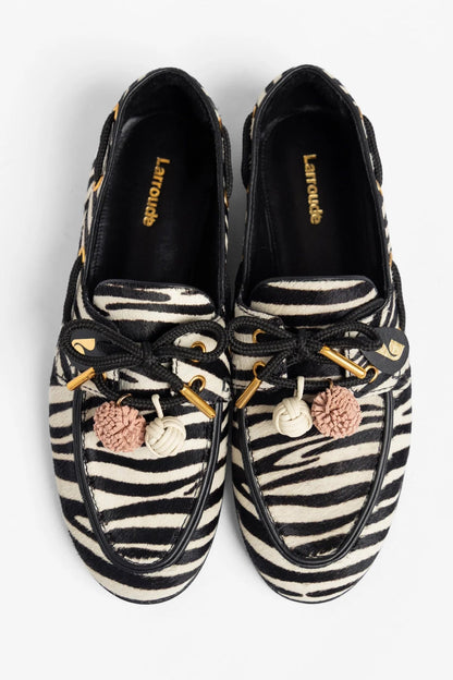 Cyprus Boat Shoe Zebra Hair Leather - Larroude