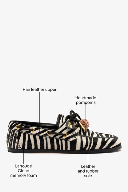 Cyprus Boat Shoe Zebra Hair Leather - Larroude