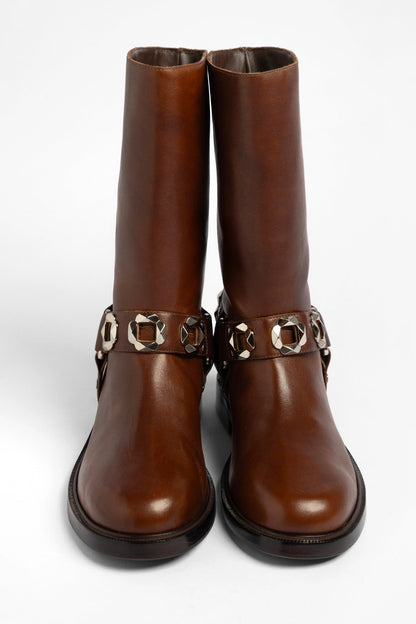 Sonora Boot Burnt Umber Leather - Larroude