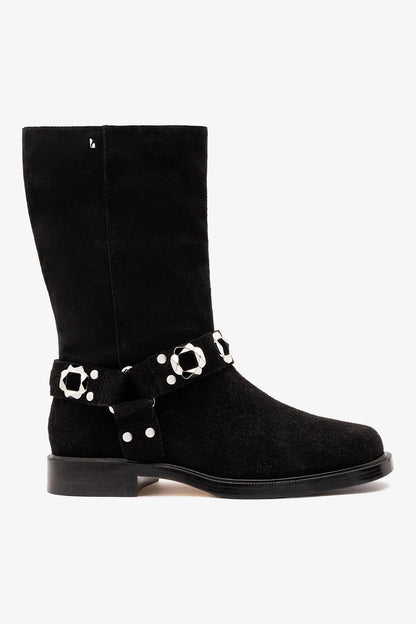 Sonora Boot Black Suede - Larroude