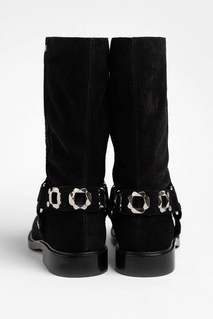 Sonora Boot Black Suede - Larroude