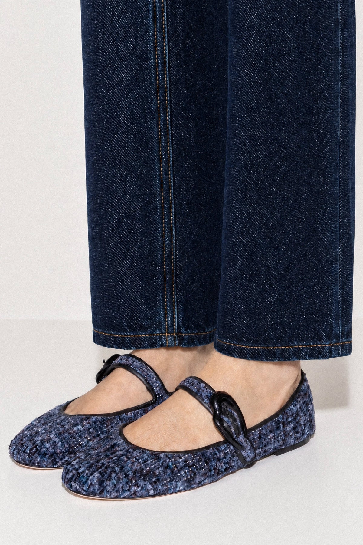 Verona Ballet Flat Midnight Blue Tweed - Larroude