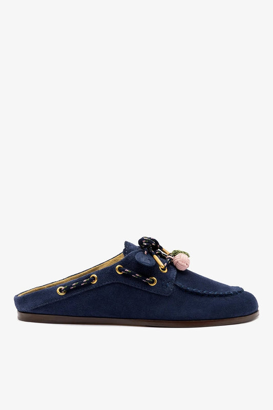 Cyprus Mule Indigo Suede - Larroude