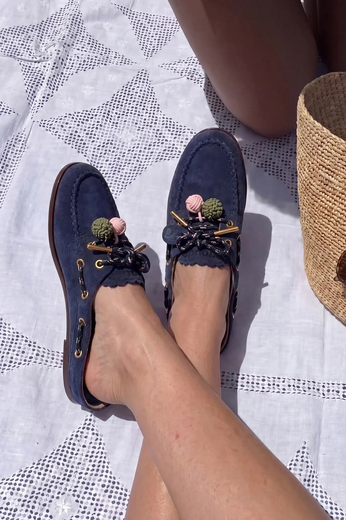 Cyprus Mule Indigo Suede - Larroude
