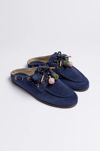 Cyprus Mule Indigo Suede - Larroude