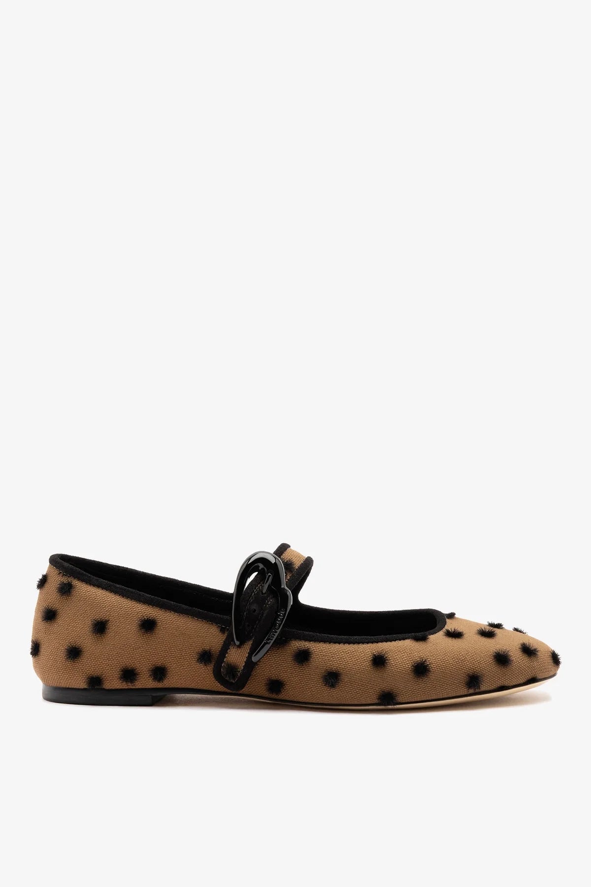 Verona Ballet Flat Cinnamon Polka Dots Fabric - Larroude