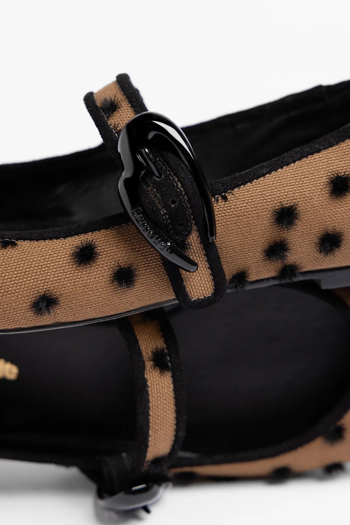 Verona Ballet Flat Cinnamon Polka Dots Fabric - Larroude