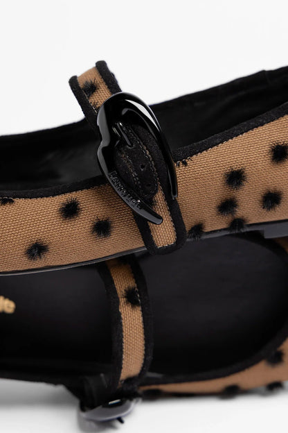 Verona Ballet Flat Cinnamon Polka Dots Fabric - Larroude