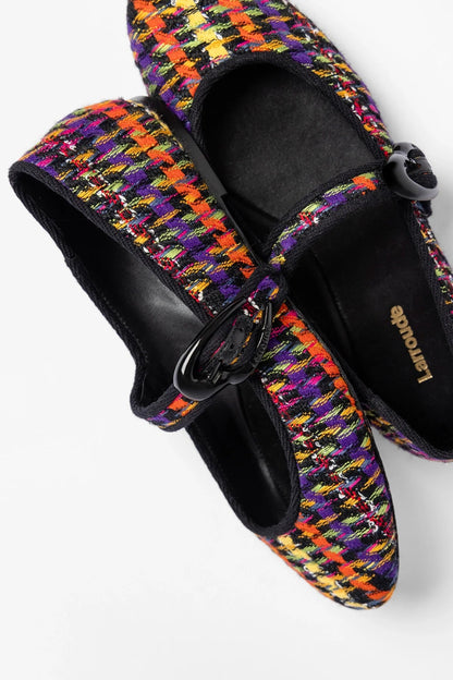 Verona Ballet Flat Multicolor Printed Tweed - Larroude