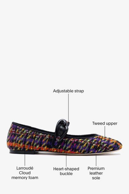 Verona Ballet Flat Multicolor Printed Tweed - Larroude