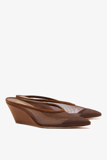 Loulou Mesh Mule Burnt Umber - Larroude