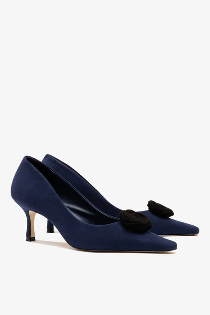 Carine Low Pump Indigo Leather - Larroude