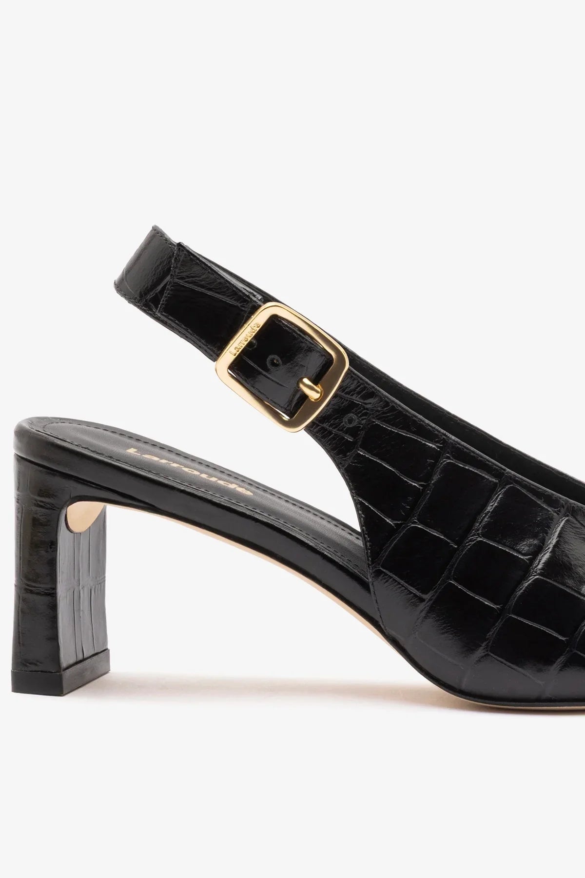 Katie Pump Black Crocodile-Embossed Patent - Larroude