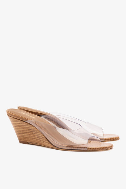 Vivi Wedge Mule In Clear Vinyl - Larroude