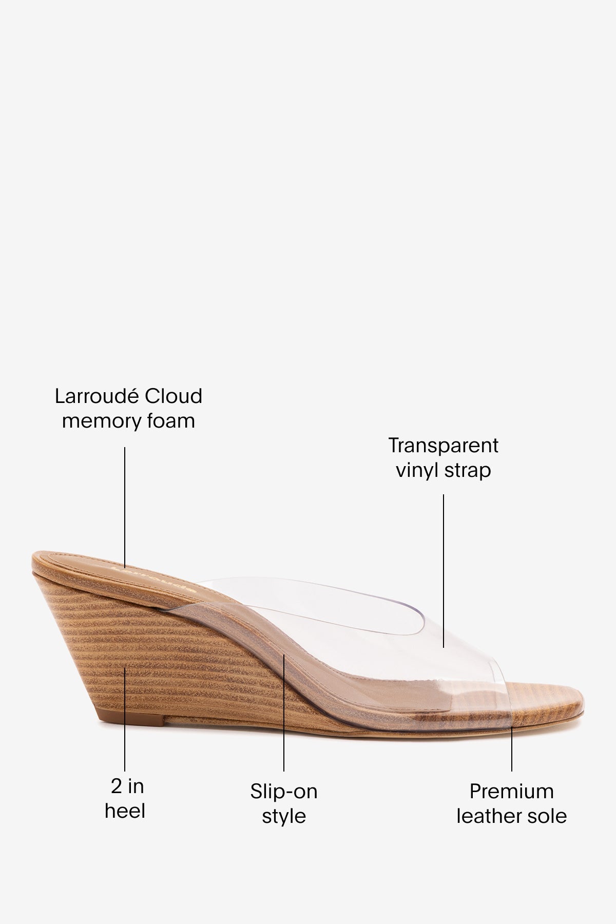 Vivi Wedge Mule In Clear Vinyl - Larroude