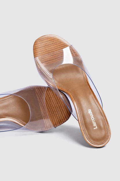 Vivi Wedge Mule In Clear Vinyl - Larroude
