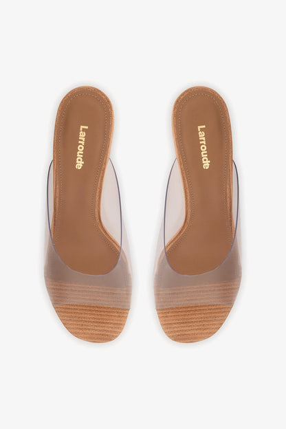 Vivi Wedge Mule In Clear Vinyl - Larroude