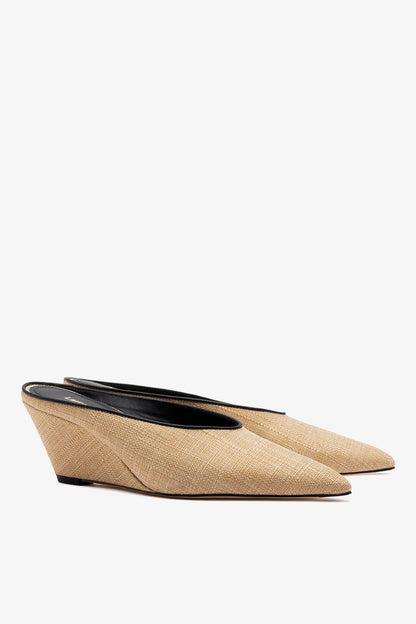 Loulou Mule Beige Raffia - Larroude