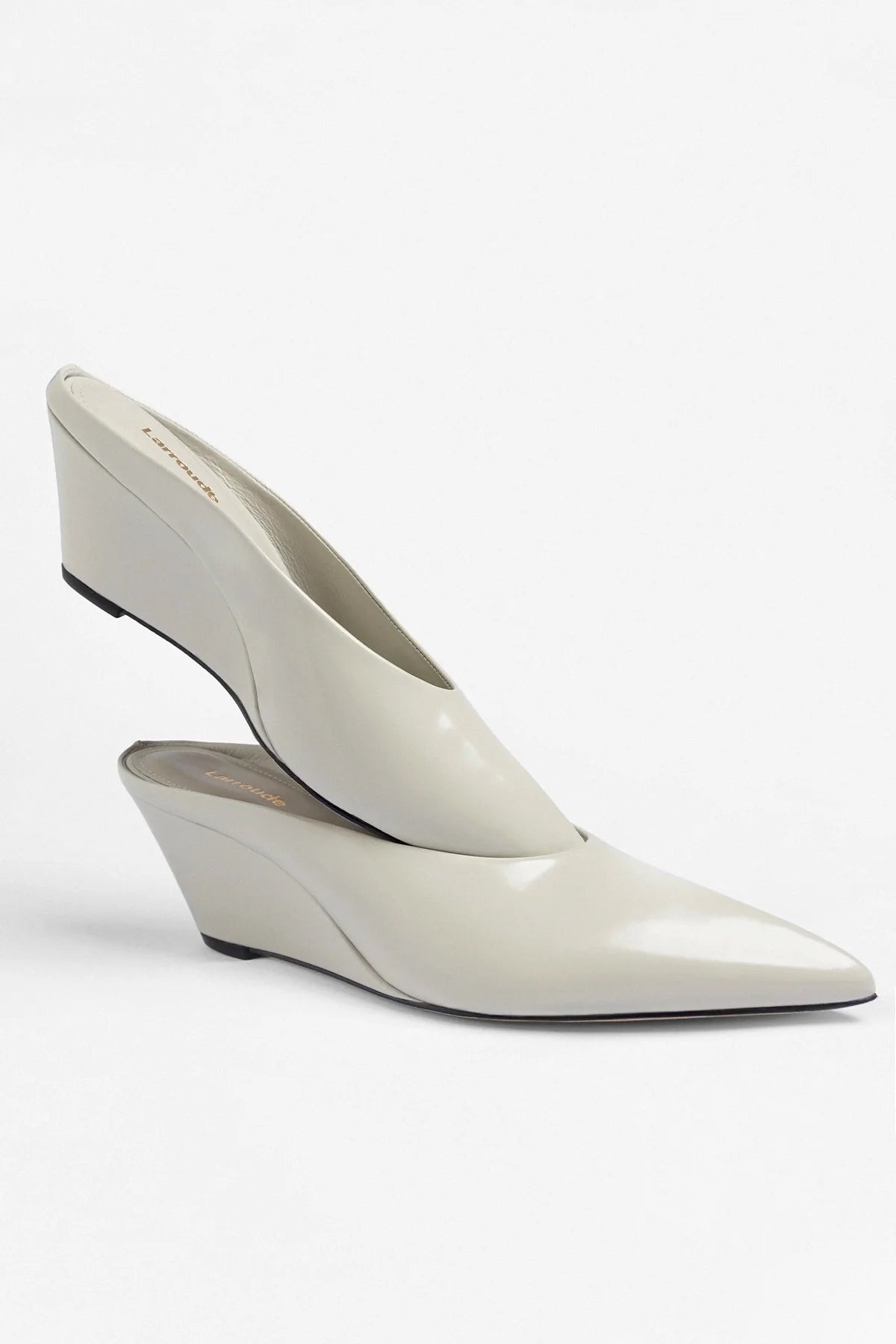 Loulou Mule Moon Gray Leather - Larroude