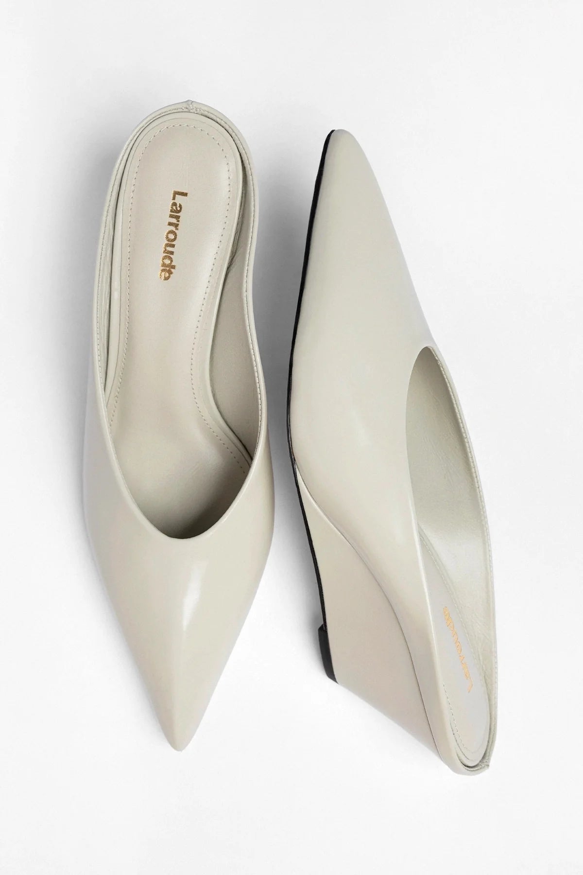 Loulou Mule Moon Gray Leather - Larroude