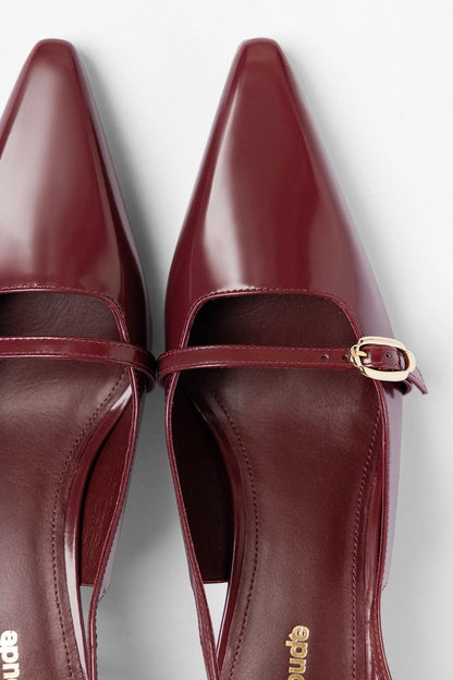 Ines Pump Burgundy Leather - Larroude
