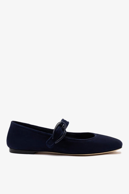 Verona Ballet Flat In Navy Suede - Larroude