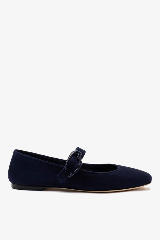 Verona Ballet Flat In Navy Suede - Larroude