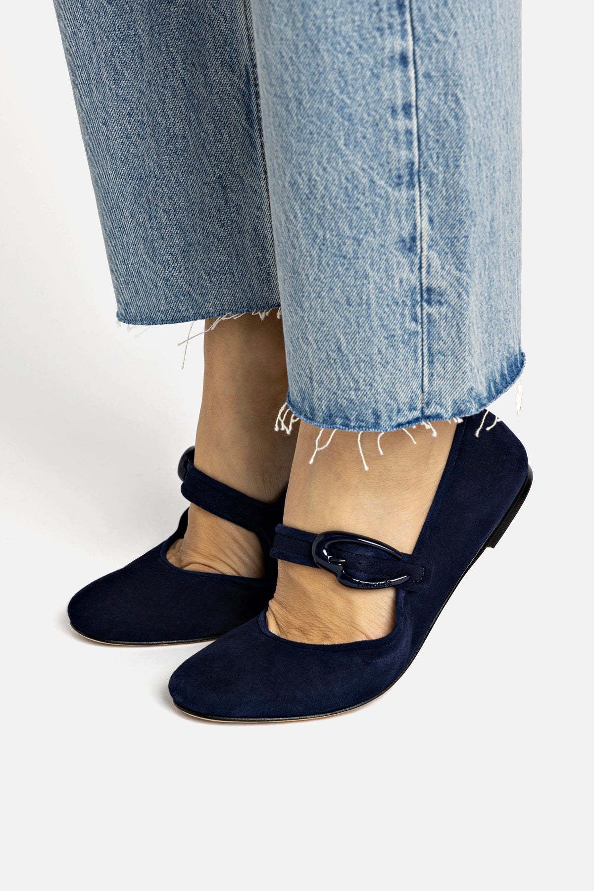 Verona Ballet Flat In Navy Suede - Larroude