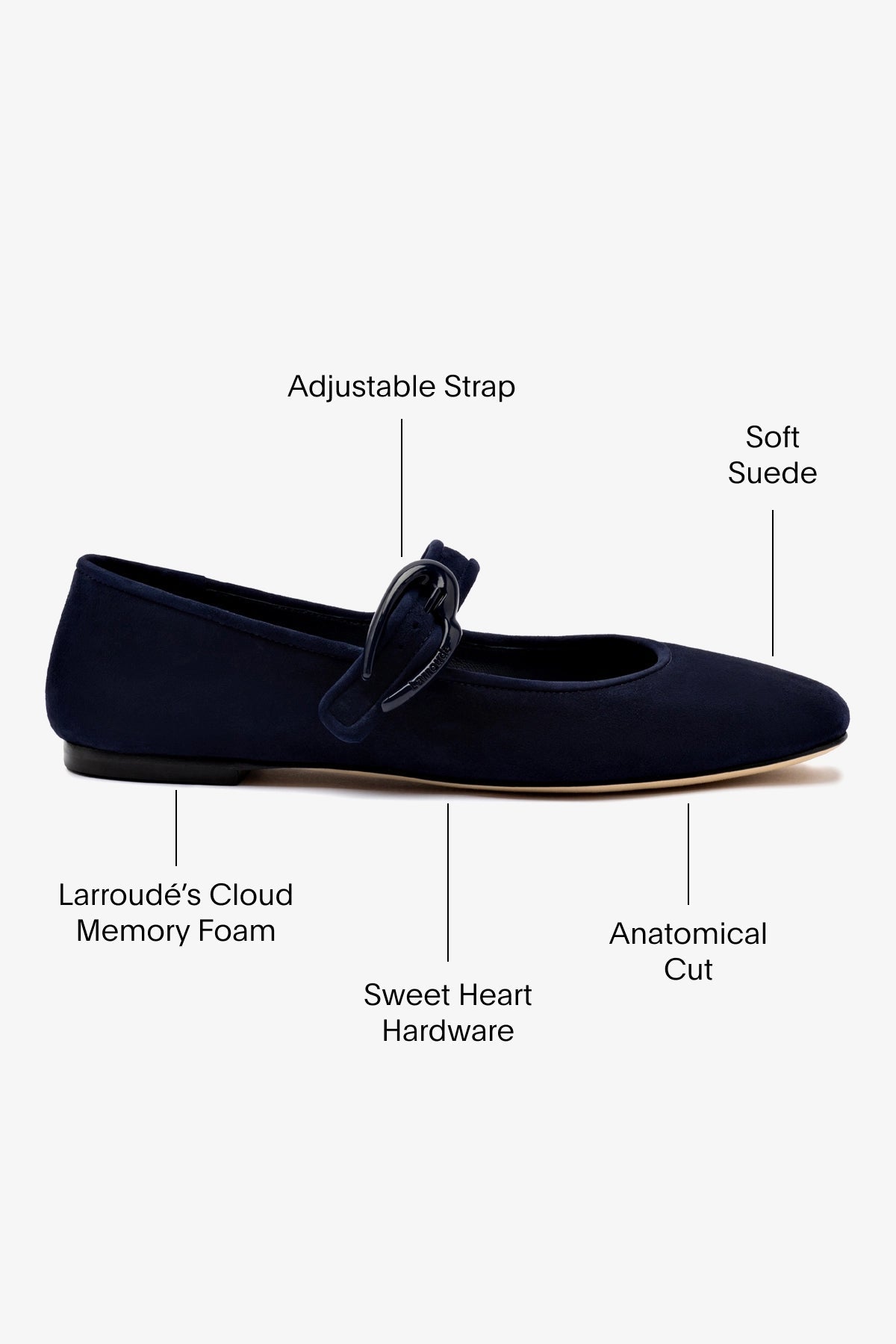 Verona Ballet Flat In Navy Suede - Larroude