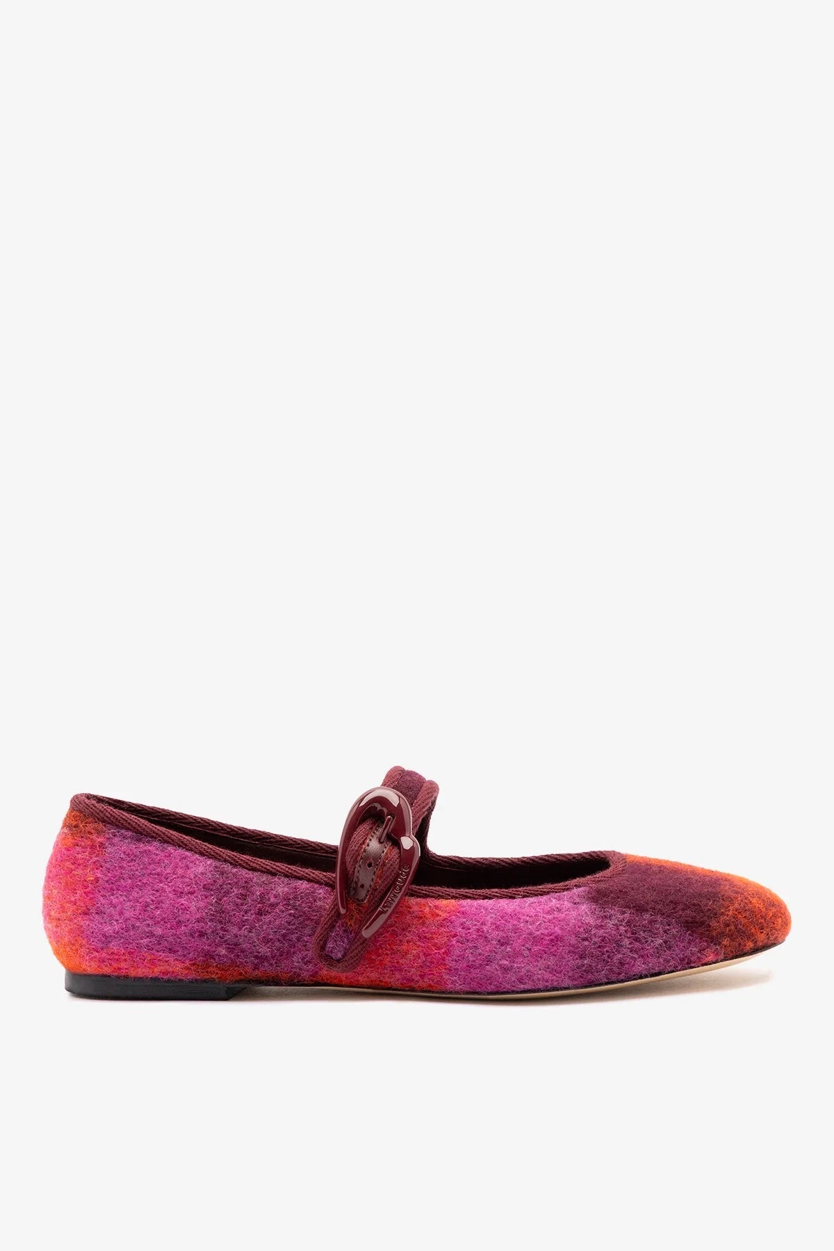 Verona Ballet Flat Plum Printed Felt - Larroude